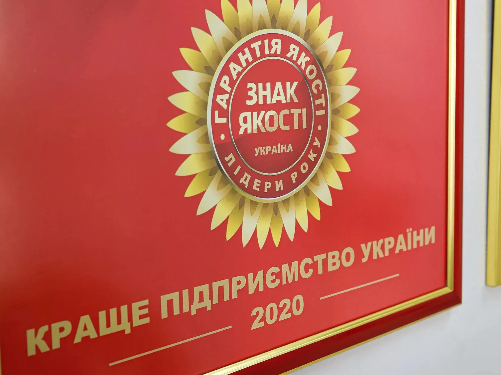 "Best Enterprise of Ukraine 2020" award displayed at the WinWay clinic